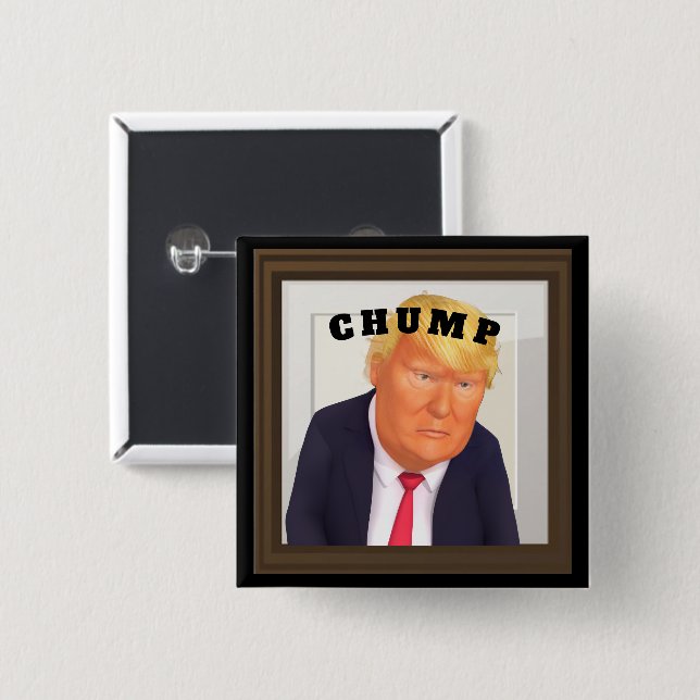 Badge Carré 5 Cm Bouton Trump/Cave (Devant & derrière)