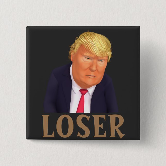 Badge Carré 5 Cm Bouton Trump LOSER (Devant)