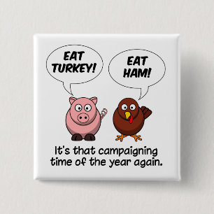 Badge Carré 5 Cm Bouton Turquie et jambon