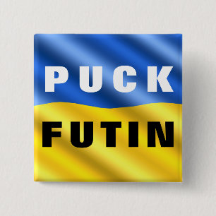 Badge Carré 5 Cm Bouton ukrainien de soutien de Puck Foutine