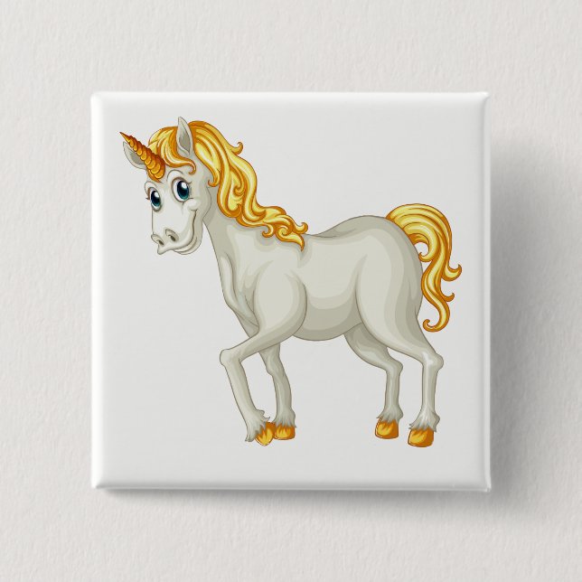 Badge Carré 5 Cm Bouton Unicorne (Devant)