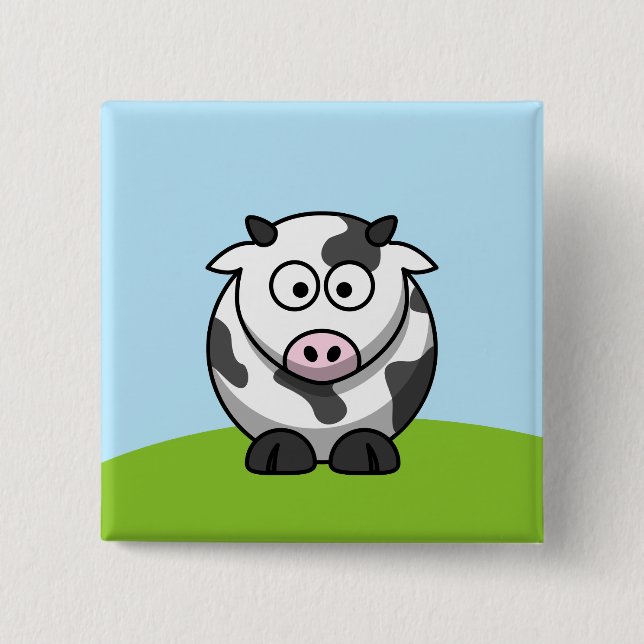 Badge Carré 5 Cm Bouton Vache Mignonne (Devant)