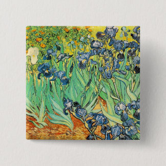 Badge Carré 5 Cm Bouton Van Gogh Irises