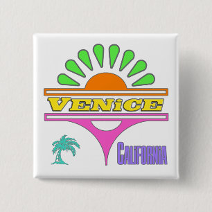 Badge Carré 5 Cm Bouton "Venise Colorée 1"