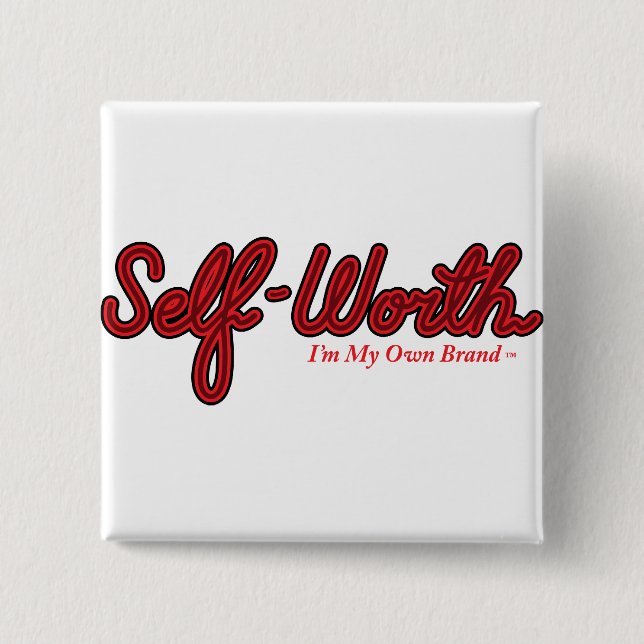 Badge Carré 5 Cm Bouton vers le haut de votre marque ! (Devant)