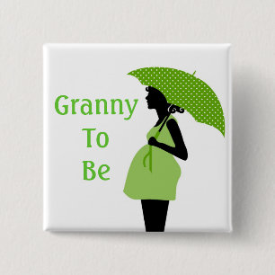 Badge Carré 5 Cm Bouton vert de grand-mère