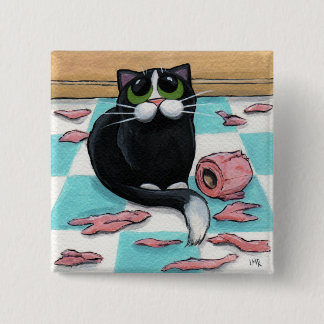 Badge Carré 5 Cm Bouton vilain de chat