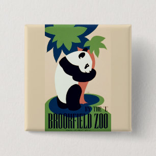 Badge Carré 5 Cm Bouton vintage "Brookfield Zoo"