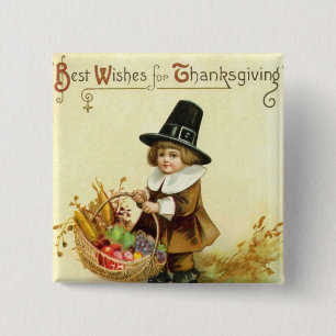 Badge Carré 5 Cm Bouton vintage de carré de thanksgiving