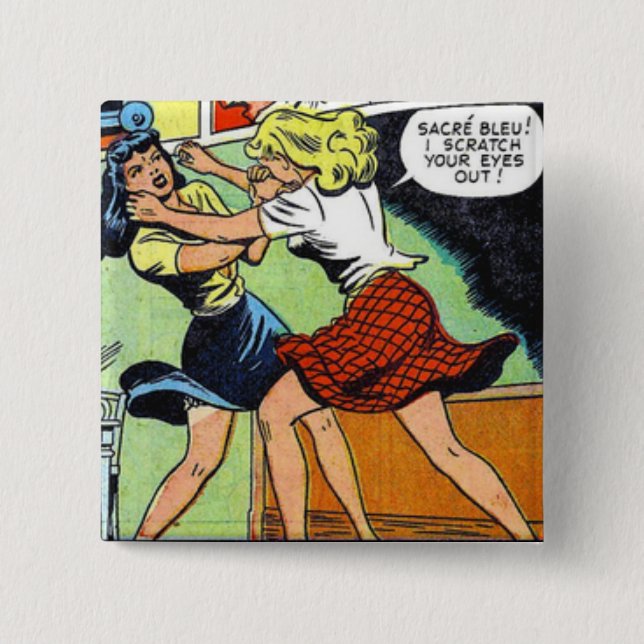 Badge Carré 5 Cm Bouton vintage de Catfight (Devant)