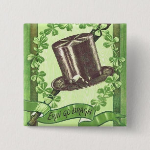 Badge Carré 5 Cm Bouton vintage du jour de St Patrick d'Irlandais