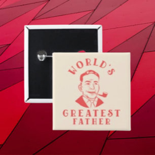 Badge Carré 5 Cm Bouton Vintage « Meilleur Père du Monde »