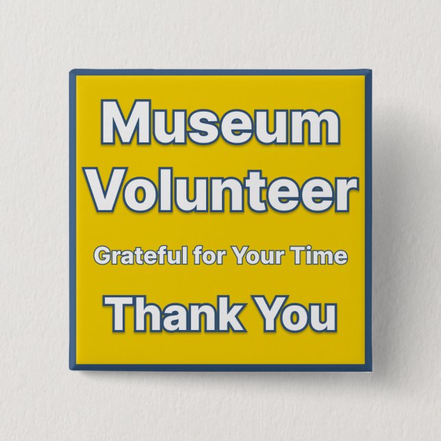 Badge Carré 5 Cm Bouton Volontaire du Musée (Devant)