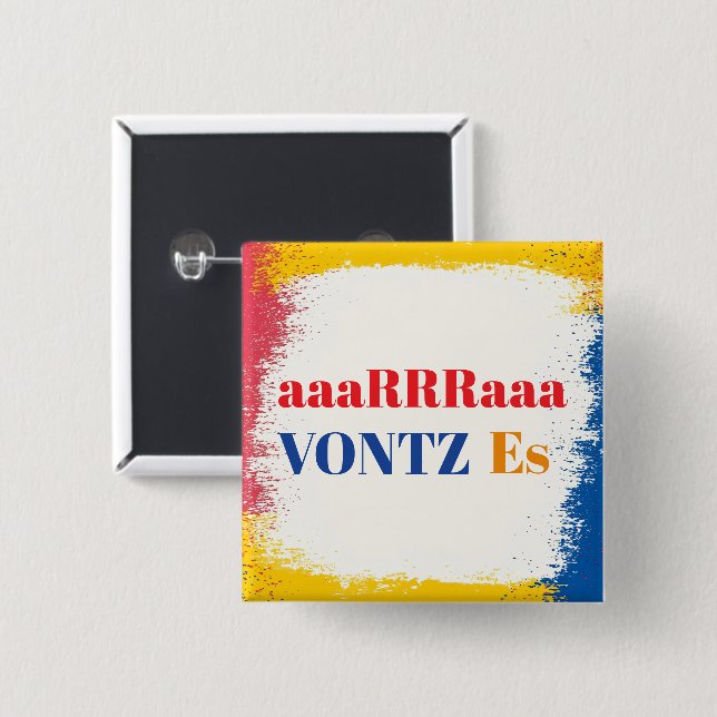 Badge Carré 5 Cm Bouton Vontz Es (Devant & derrière)