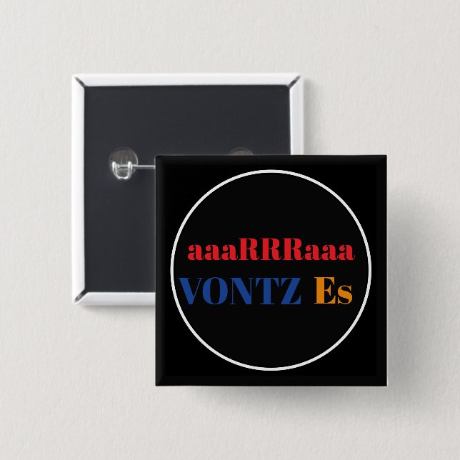 Badge Carré 5 Cm Bouton Vontz Es (Devant & derrière)