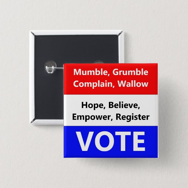 Badge Carré 5 Cm Bouton Vote (Devant & derrière)