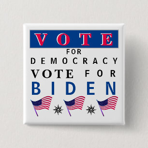 Badge Carré 5 Cm Bouton Vote pour la démocratie Biden