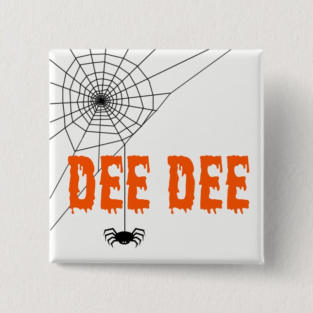 Badge Carré 5 Cm Bouton Web Dee Dee Orange Driving Font Spider (Devant)