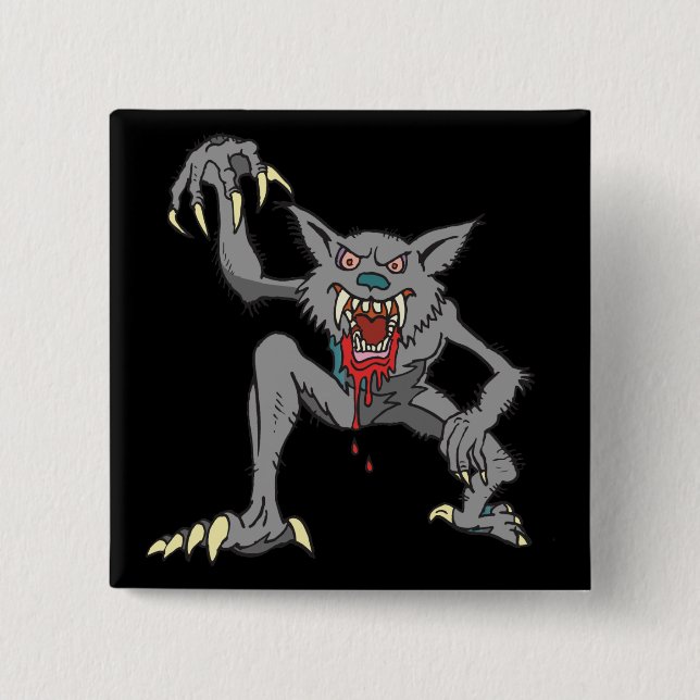 Badge Carré 5 Cm Bouton Werewolf (Devant)