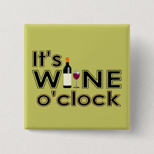 Badge Carré 5 Cm Bouton Wine O'Clock