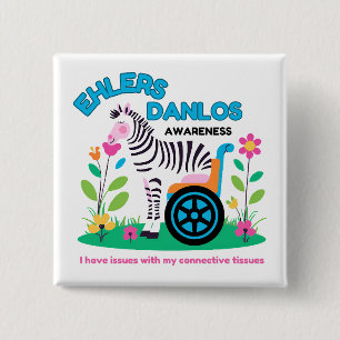 Badge Carré 5 Cm Bouton Zèbre de sensibilisation EDS