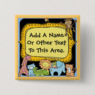 Badge Carré 5 Cm Bouton Zoo Animaux personnalisés