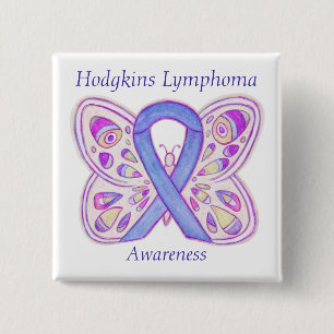 Badge Carré 5 Cm Boutons à ruban violet Hodgkins Lymphoma