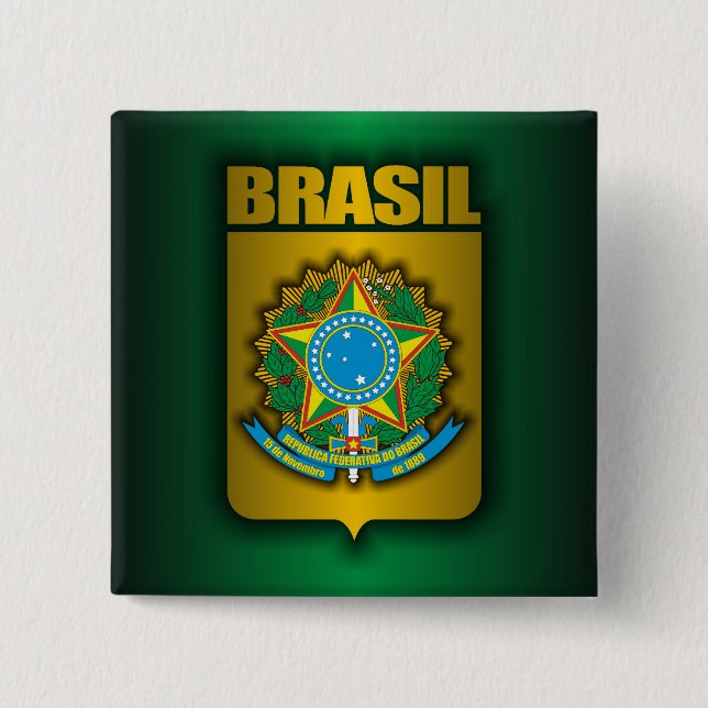 Badge Carré 5 Cm Boutons "Acier Brasil" (Devant)