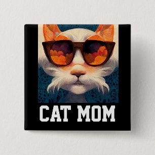BADGE CARRÉ 5 CM BOUTONS CHAT MOM POUR NOËL