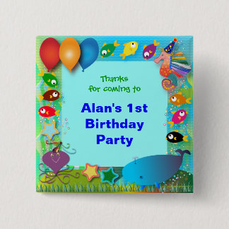 Badge Carré 5 Cm Boutons d'anniversaire : 002 en mer