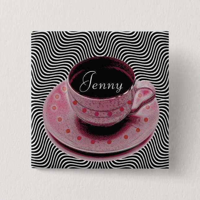 Badge Carré 5 Cm boutons de café-restaurant (Devant)