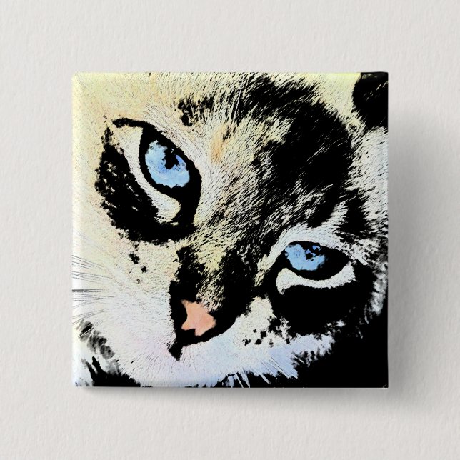 Badge Carré 5 Cm Boutons de chat d'encre (Devant)