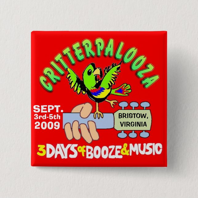 Badge Carré 5 Cm Boutons de CRITTERPALOOZA (Devant)