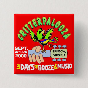 Badge Carré 5 Cm Boutons de CRITTERPALOOZA