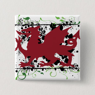 Badge Carré 5 Cm Boutons de dragon de Gallois