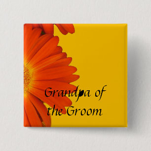 Badge Carré 5 Cm boutons de fleurs de gerbera orange daisy.