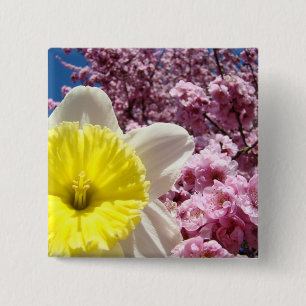 Badge Carré 5 Cm Boutons de fleurs de jonquilles Printemps Fleurs r