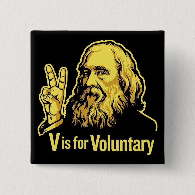 Badge Carré 5 Cm Boutons de Lysander Spooner Voluntaryism (Devant)