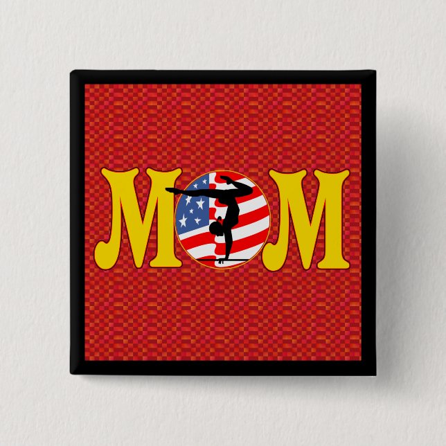 Badge Carré 5 Cm Boutons de maman de gymnastique (Devant)