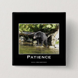 Badge Carré 5 Cm Boutons de motivation d'ours noir