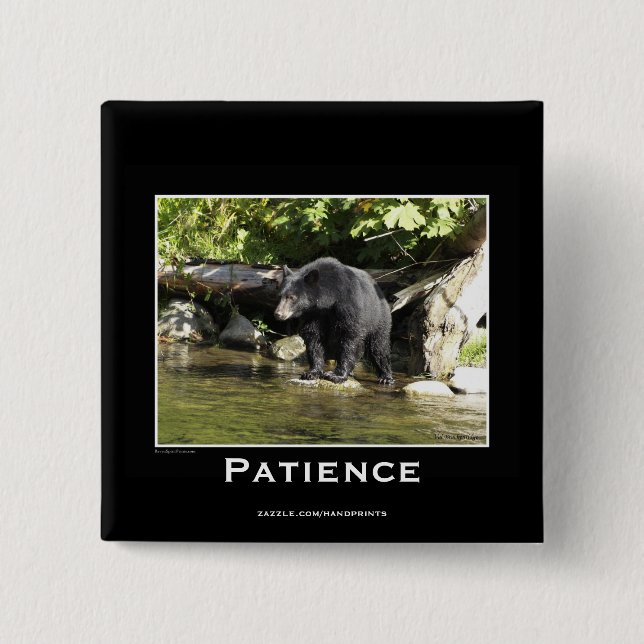 Badge Carré 5 Cm Boutons de motivation d'ours noir (Devant)