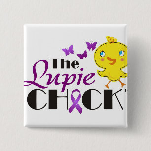 Badge Carré 5 Cm Boutons de poussin de Lupie de conscience de lupus