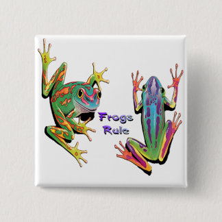 Badge Carré 5 Cm Boutons de règle de grenouilles