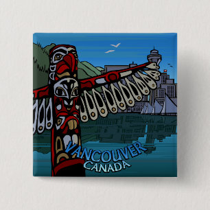 Badge Carré 5 Cm Boutons de souvenirs du Canada de Vancouver Totem