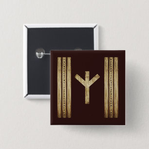 Badge Carré 5 Cm Boutons Grunge Marron Algiz (Carrés)