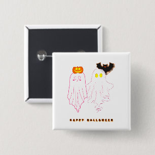 Badge Carré 5 Cm Boutons Halloween de fantômes de bébé mignons