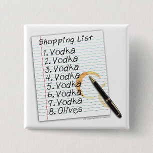 BADGE CARRÉ 5 CM BOUTONS, LISTE DE COURSES VODKA