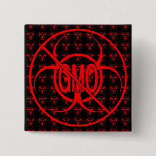 Badge Carré 5 Cm Boutons OGM Avertissement Biodanger Boutons OGM Pi