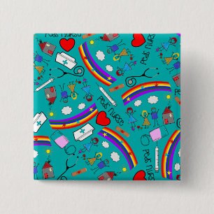 Badge Carré 5 Cm Boutons pédiatriques d'infirmière