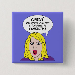 Badge Carré 5 Cm Boutons RETRO COMICS